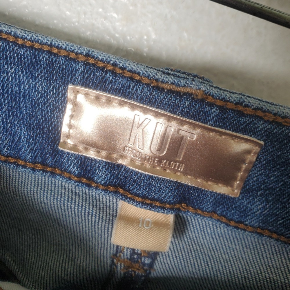 KUT from the Kloth Reese High Rise Fab Ab Ankle Straight Leg Jeans Blue Size 10 - Picture 10 of 13